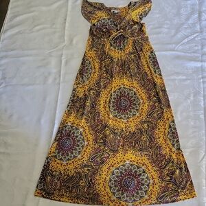 Nieves Lavi Yellow and Purple Paisley Maxi Dress